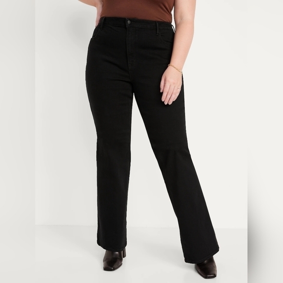 28 - Old Navy | Extra High-Waisted 360° Stretch Trouser Flare Black Jeans - Picture 1 of 4
